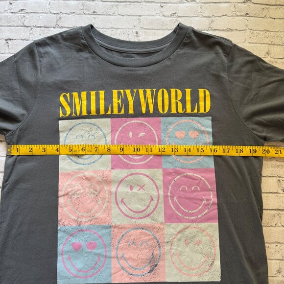 SmileyWorld Graphic T-Shirt Gray With Colorful Smileys Design Unisex Size L - Picture 7 of 10